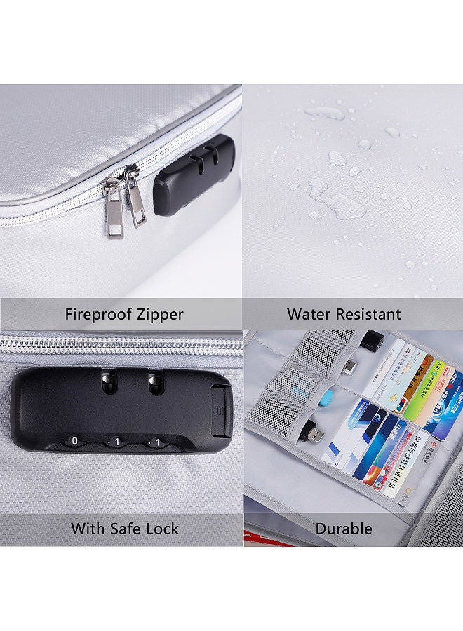 Generic Fireproof Document Bag with Lock Zipper Closure Fire & Water Resistant Money Bag Storage Pouch Organizer Case Home Office Travel Safe Bag for Documents Files Money Cards Passport Valuables  - Image 2