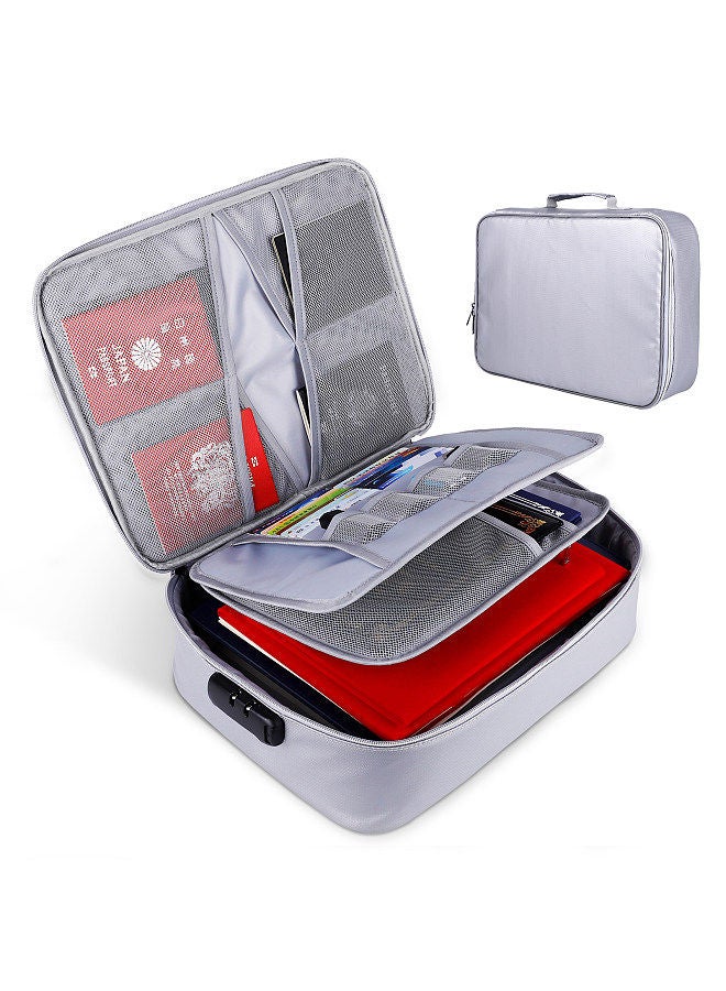 Generic Fireproof Document Bag with Lock Zipper Closure Fire & Water Resistant Money Bag Storage Pouch Organizer Case Home Office Travel Safe Bag for Documents Files Money Cards Passport Valuables  - Image 5