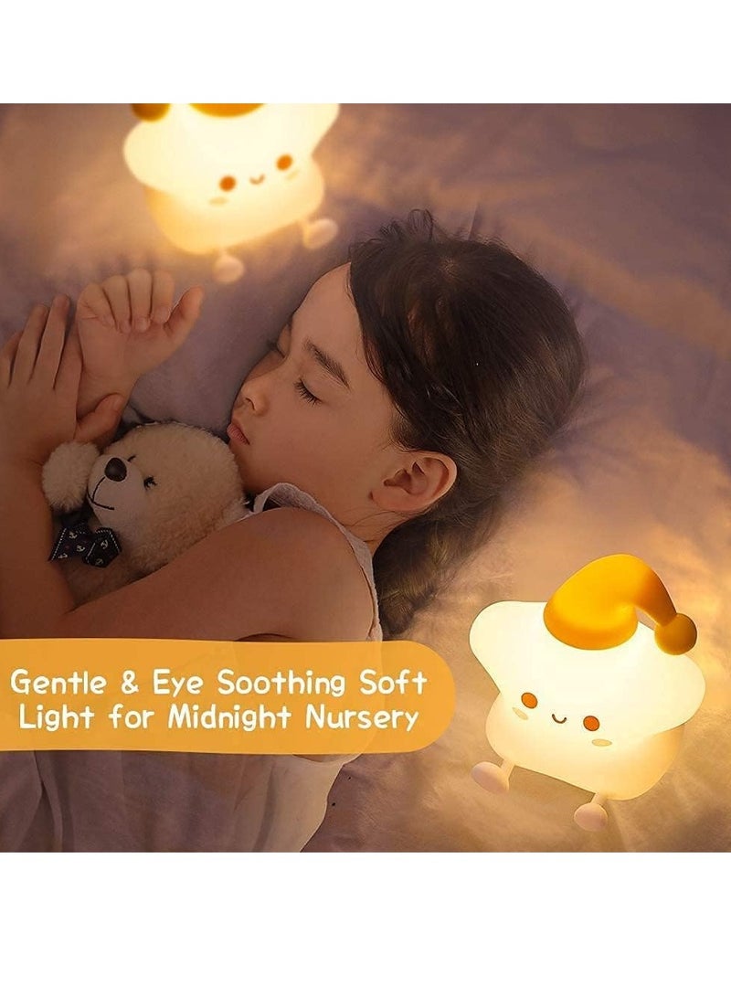 Gonice Night Light for Kids, Baby Night Light Lamp for Kids Room Star Girls Night Light, Silicone Nursery Squishy Soft Rechargeable Color Changing Cute Night Light, Star Birthday Gift - Image 3