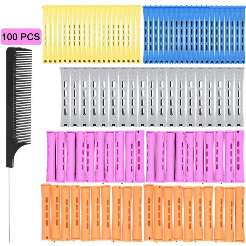 Alimiriam 100Pcs Perm Rods Set - 5 Sizes Cold Wave Rollers For Natural Curling Styling And Hairdressing (Orange Purple Gray Blue Yellow) - Image 2