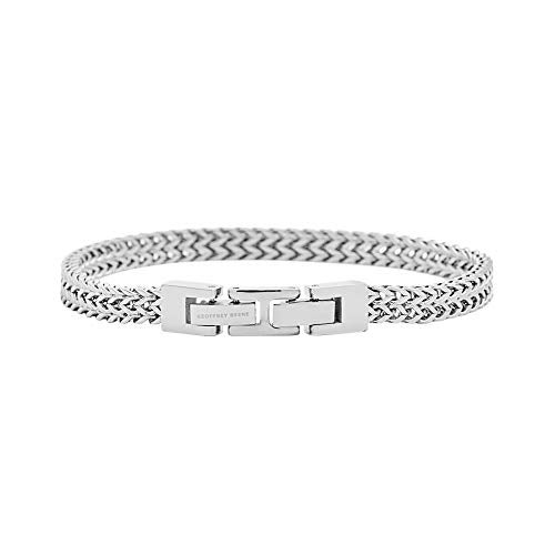 Geoffrey Beene Men’s Stainless Steel Double Franco Chain Bracelet with Extension (Silver, 8.5") - Image 2