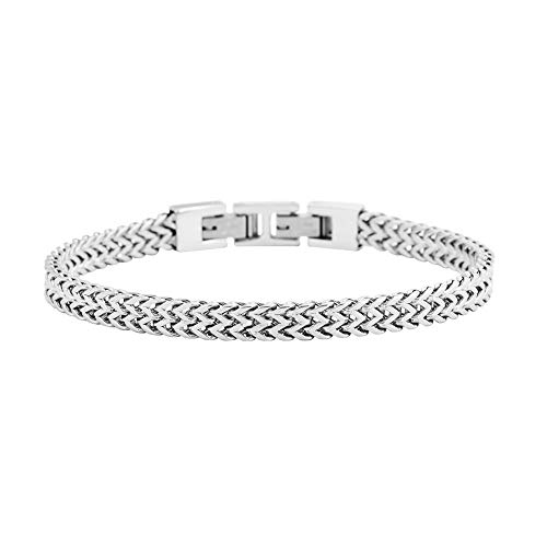 Geoffrey Beene Men’s Stainless Steel Double Franco Chain Bracelet with Extension (Silver, 8.5") - Image 1
