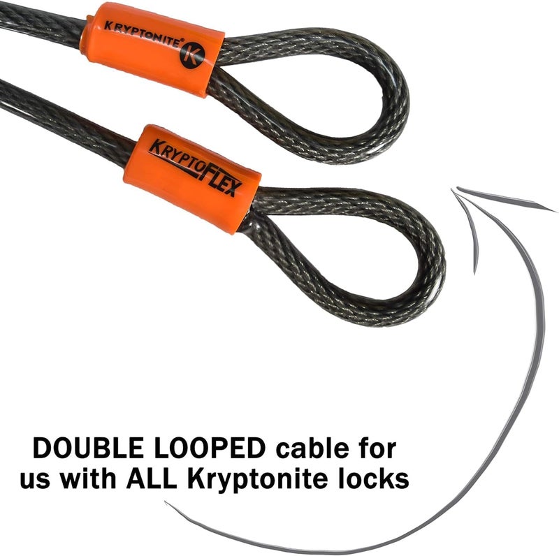 Kryptonite كابل أمان كريبتو فليكس 525 مزدوج الحلقة، بطول 2.5 قدم، قفل دراجة من الفولاذ المجدول المقاوم للسرقة بسماكة 5 مم مع نهايات حلقة لمعدات الهواء الطلق - Image 3