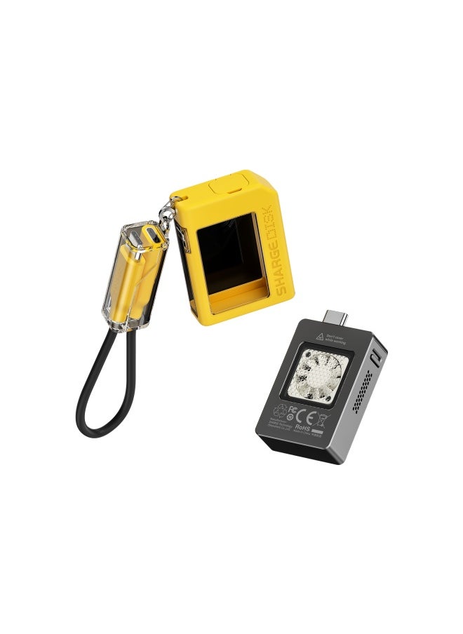 SHARGE - SHARGE DISK-Yellow M.2 NVMe Reader SSD Enclosure with Active Cooling System 10Gbps USB C 3.2 Gen2  Supports M Keys and Size 2230 SSDs Compatible with Windows iPhone PS5 Steam Deck - Image 1