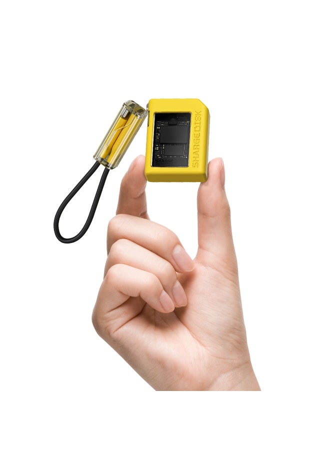 SHARGE - SHARGE DISK-Yellow M.2 NVMe Reader SSD Enclosure with Active Cooling System 10Gbps USB C 3.2 Gen2  Supports M Keys and Size 2230 SSDs Compatible with Windows iPhone PS5 Steam Deck - Image 1