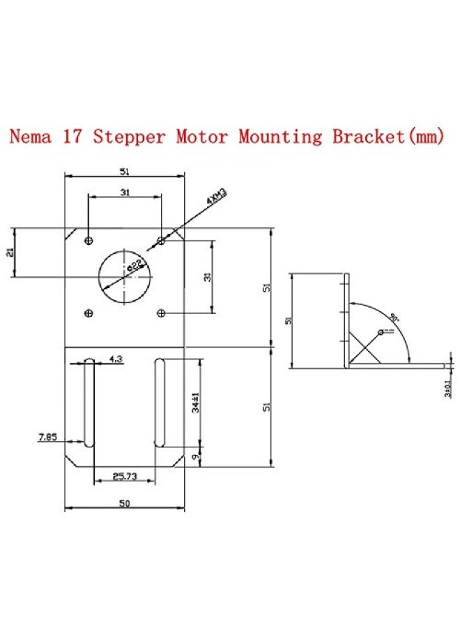Anndason Nema 17 Stepper Motor Mounting Bracket w/ M3 Screws (6 PCS) - Image 4