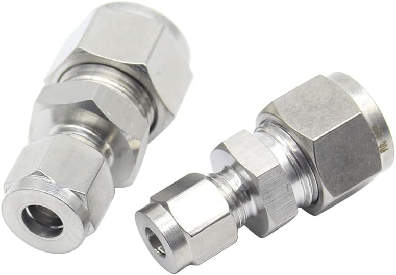 Pysrych Stainless Steel 304 Compression Tube Fitting, Reducer Union, 1/2" OD x 3/8" OD Reducing Straight Connector Adapter, 2pcs - Image 1