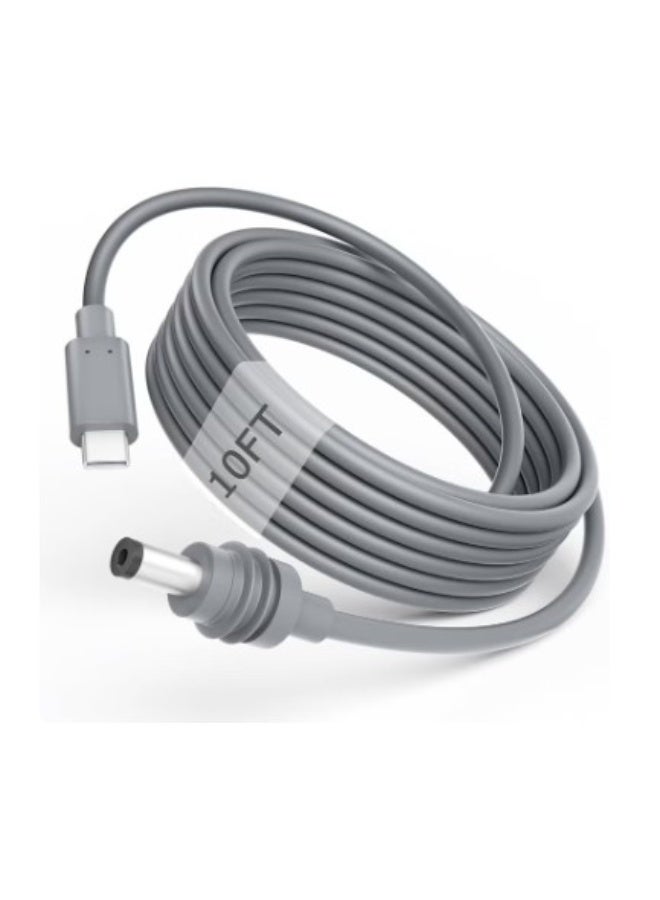 Terabyte Starlink Mini Cable 10FT Starlink Mini USB C to DC Power Cable 18AWG PD 100W Input USB Type C to Barrel Power Cord 5.5 * 2.1mm Compatible with Power Bank 100W+ PD Source Waterproof Gray 10FT/3M - Image 1