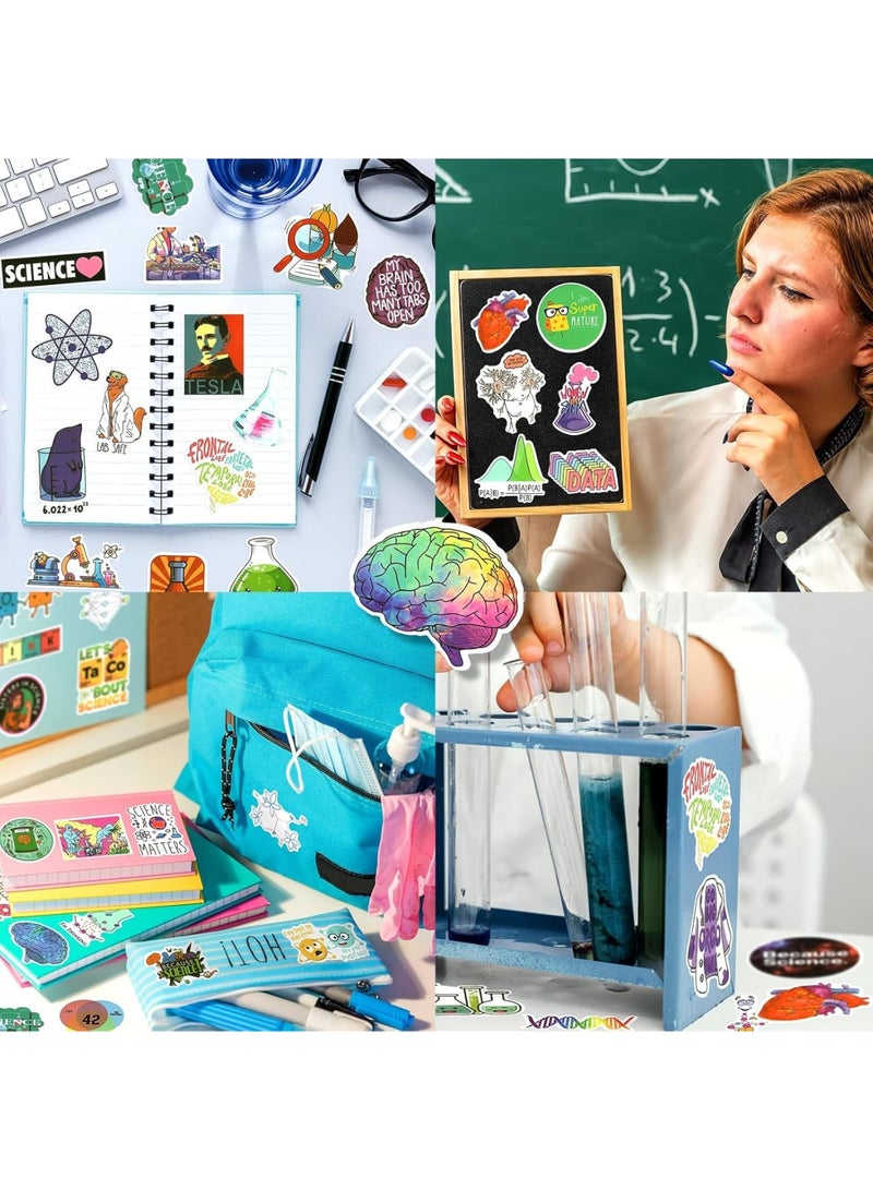 SOLARAE ملصقات علمية، 100 قطعة فيزياء، كيمياء، بيولوجيا ملصقات تجريبية من الفينيل، ديكور فصل العلوم، ملصقات مختبر العلوم، ملصقات علمية للزجاجات، هدايا التجارب، زينة المختبر - Image 5