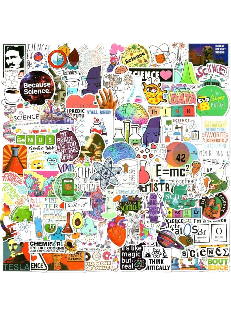 SOLARAE ملصقات علمية، 100 قطعة فيزياء، كيمياء، بيولوجيا ملصقات تجريبية من الفينيل، ديكور فصل العلوم، ملصقات مختبر العلوم، ملصقات علمية للزجاجات، هدايا التجارب، زينة المختبر - Image 1