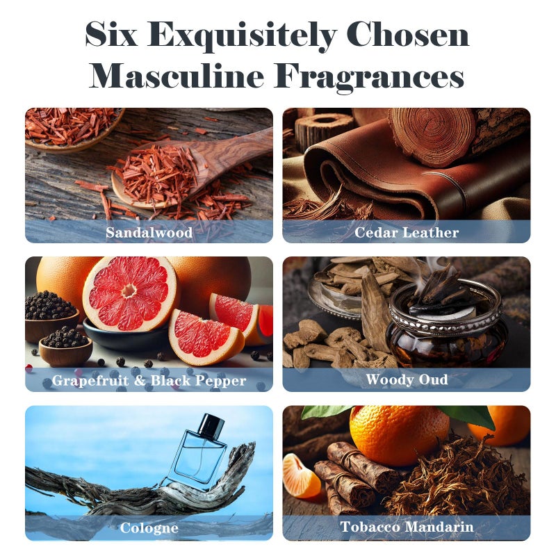 AmaKane Fragrance Oils, Masculine Essential Oils for Men, Candle Scents for Candle Making, Fragrance Oil for Soap Making, Diffuser Oils Scents 6x10 ml, Sandalwood, Cedar Leather, Woody Oud, More - Image 2