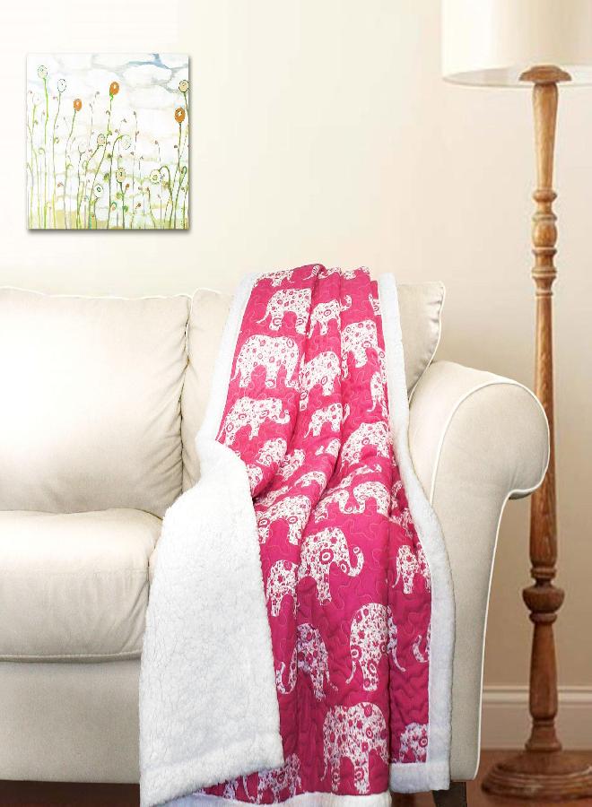 Lush Decor Pink and White Elephant Parade Throw Fuzzy Reversible Sherpa Blanket 60â€ x 50, 60 x 50 - Image 3