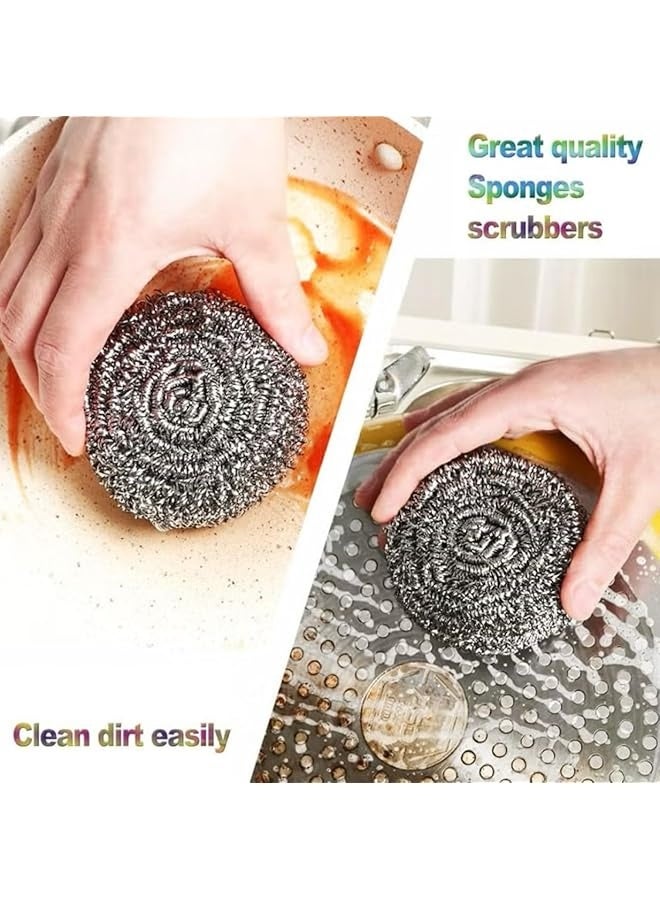 PROMASS stainless steel scrubber - 24 Pack Heavy-Duty Cleaning dish steel scrubber Pads for Kitchen, Pots, Pans, Grills, and More | Rust-Resistant kitchen items & Durable Cleaning Solution  - Image 2