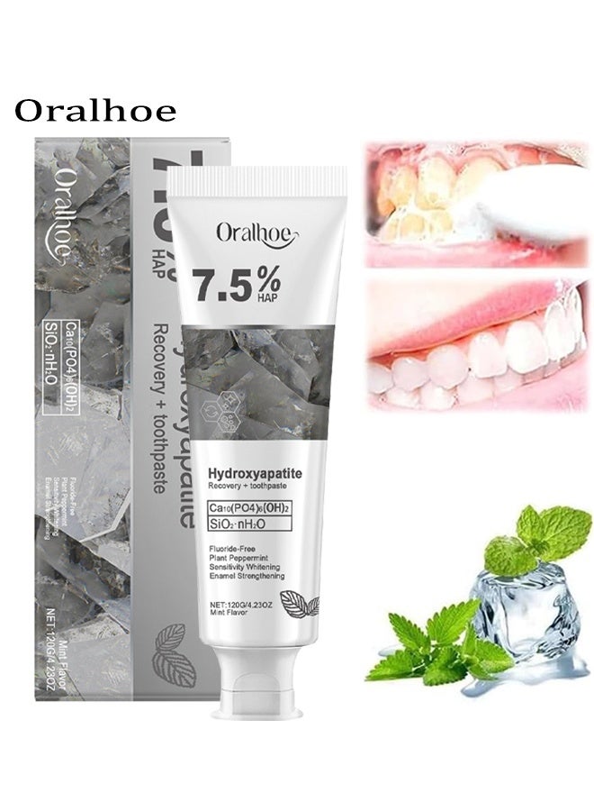 أورالحوي استرجاع الهيدروكسيباتيت  معجون أسنان لحماية المينا المتقدمة، تركيبة لطيفة وفعالة، معجون أسنان خالي من الفلوريد للأسنان الحساسة. - Image 1