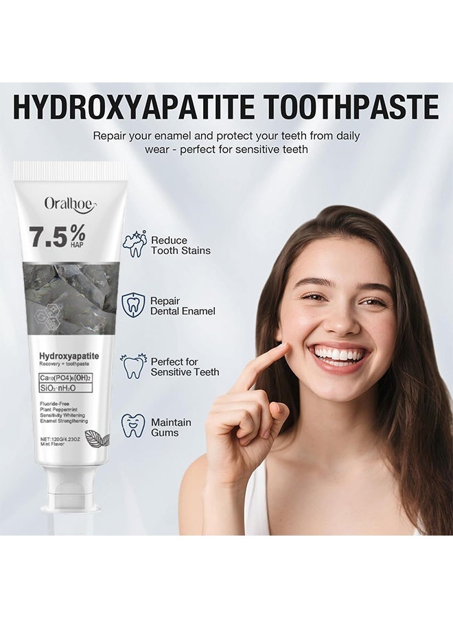 أورالحوي استرجاع الهيدروكسيباتيت  معجون أسنان لحماية المينا المتقدمة، تركيبة لطيفة وفعالة، معجون أسنان خالي من الفلوريد للأسنان الحساسة. - Image 2