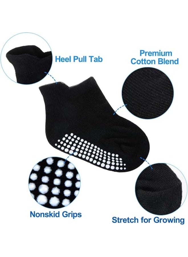 12 Pairs Anti Slip Baby Ankle Socks with Non Skid Grips for Toddler Kids Boys Girls (12Pairs - Black,White,Grey, 1-3 Years) - Image 2