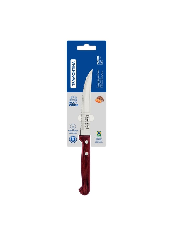 TRAMONTINA TRAMONTINA Polywood Steak and Fruit Knife, 5-Inch Stainless-Steel Blade, Durable Treated Red Wood Handle, Premium Quality Kitchen and Dining Tool, Sharp and Long-Lasting  - Image 3