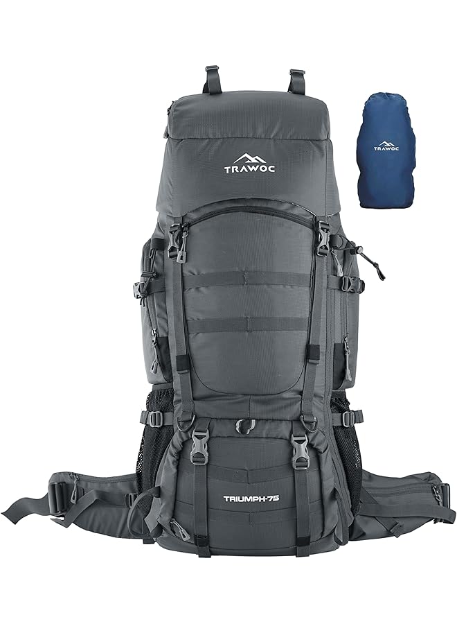 Trawoc Triumph X 75 Liter Camping Backpack Trekking Hiking Ruckssack Travel Bag Front & Top Loading Laptop/Rain Cover/Shoe Compartment, Bhk009 - Image 1