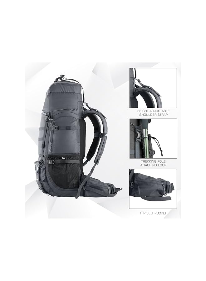 Trawoc Triumph X 75 Liter Camping Backpack Trekking Hiking Ruckssack Travel Bag Front & Top Loading Laptop/Rain Cover/Shoe Compartment, Bhk009 - Image 4