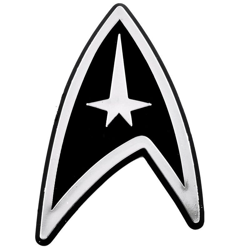 ST Starfleet Insignia Logo Plastic Auto Emblem Silver2 14 x 3 14