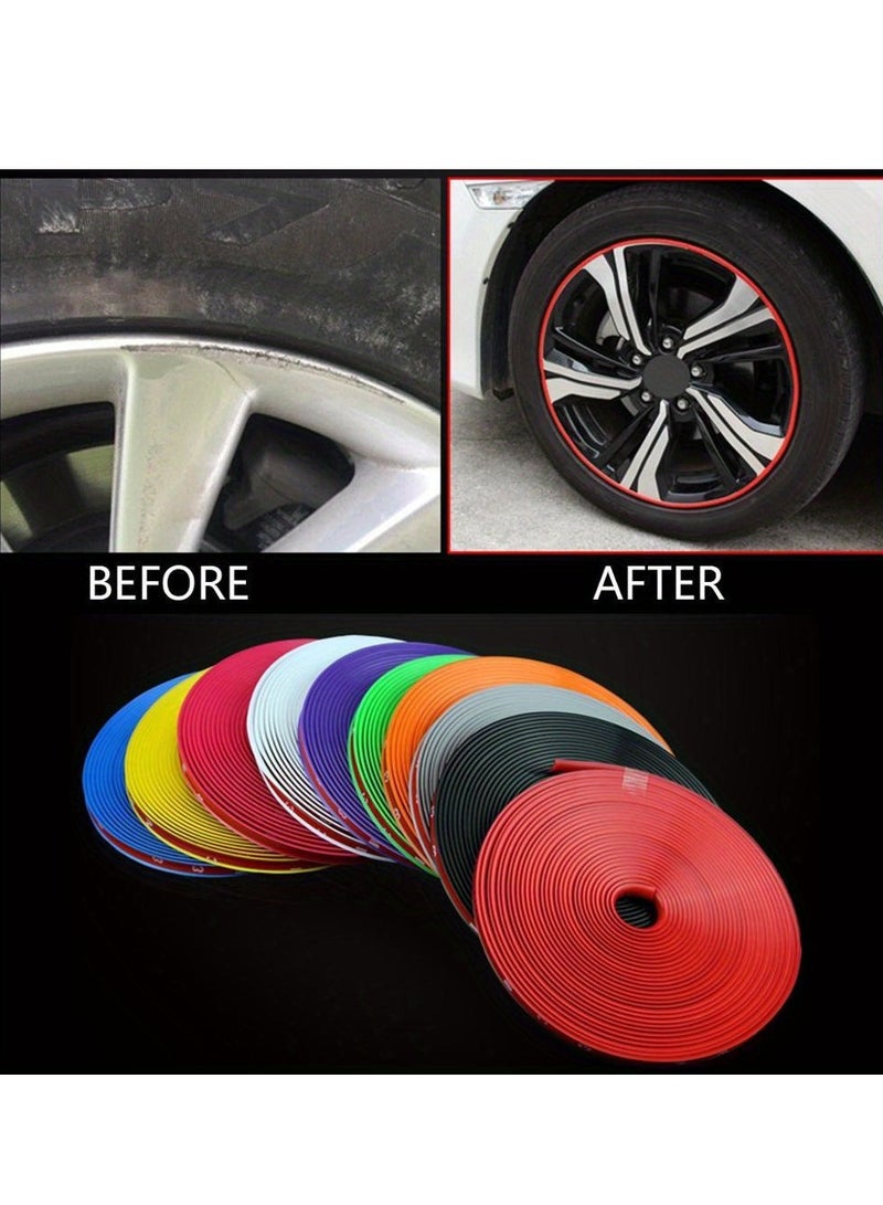 8M Roll Rim blades Car Vehicle Color Wheel Rims Protectors Decor Strip Tire Guard Line Rubber Mounding Trim Tire Guard Line - Image 1