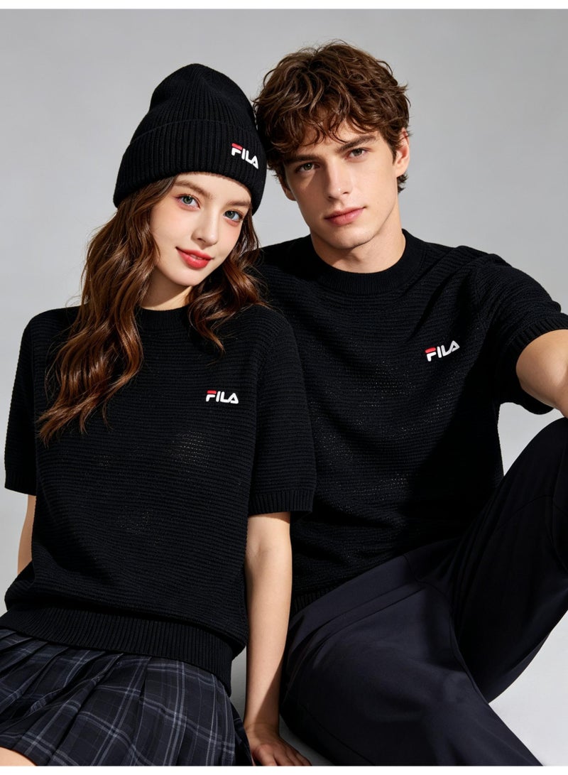 فيلا FILA men's and women's waffle knitted short-sleeved t-shirts - Image 1