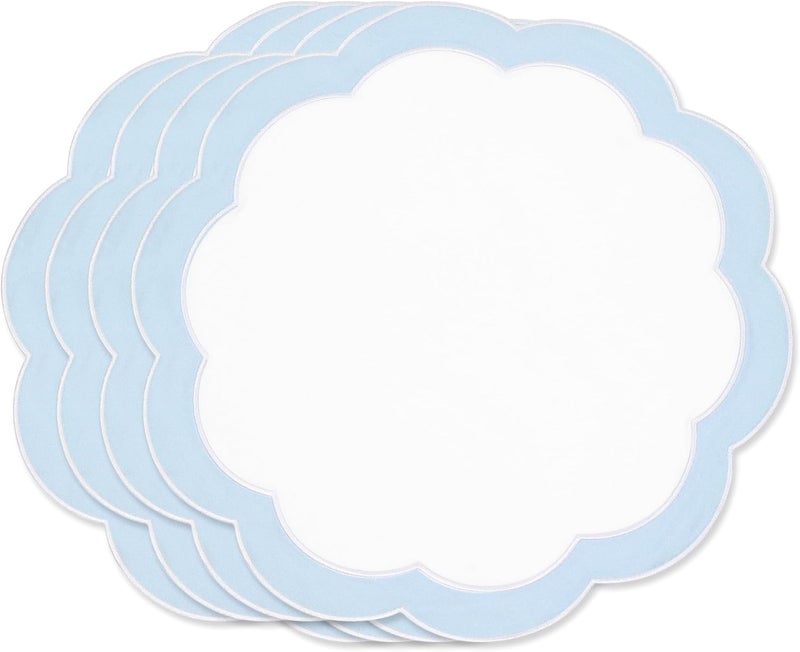 Hofdeco Premium Hofdeco Premium Coastal Patio Indoor Outdoor Placemat Set of 4 16 Inch DoubleLayered Waterproof Cloth Placemat for Kitchen or Dining Table Baby Blue Embroidered Solid - Image 1
