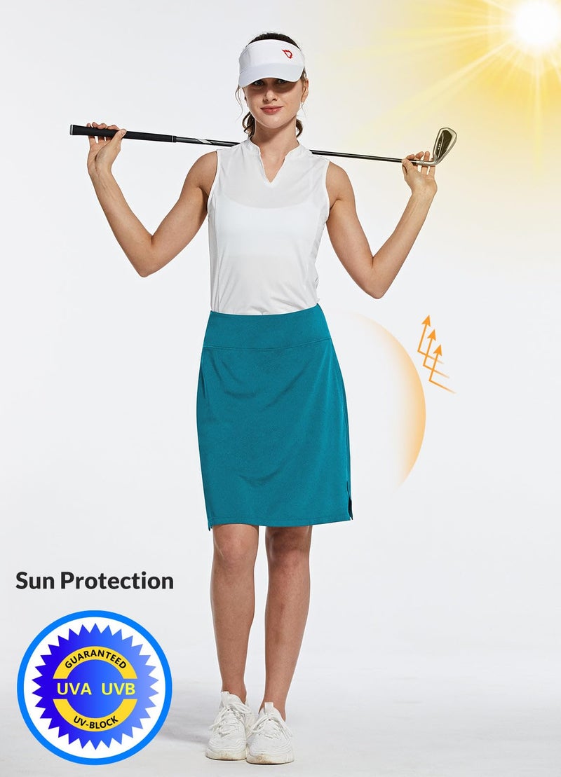 baleaf Women's 20" Knee Length Golf Skorts Long Athletic Tennis Skirts for Women Active Casual Pockets UV Protection Blue 3XL - Image 5