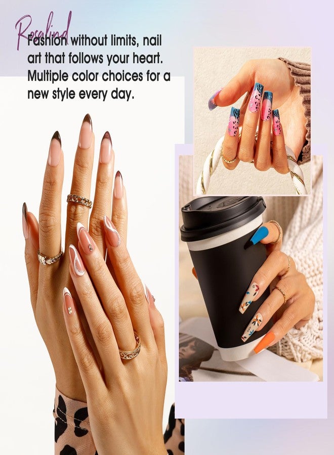 ROSALIND 24pcs Gel Polish Set with 4 Bottles of Base and Glossy Matte Glitter Top Coat Brown Purple Gel Nail Set Suitable for All Seasons - Image 3