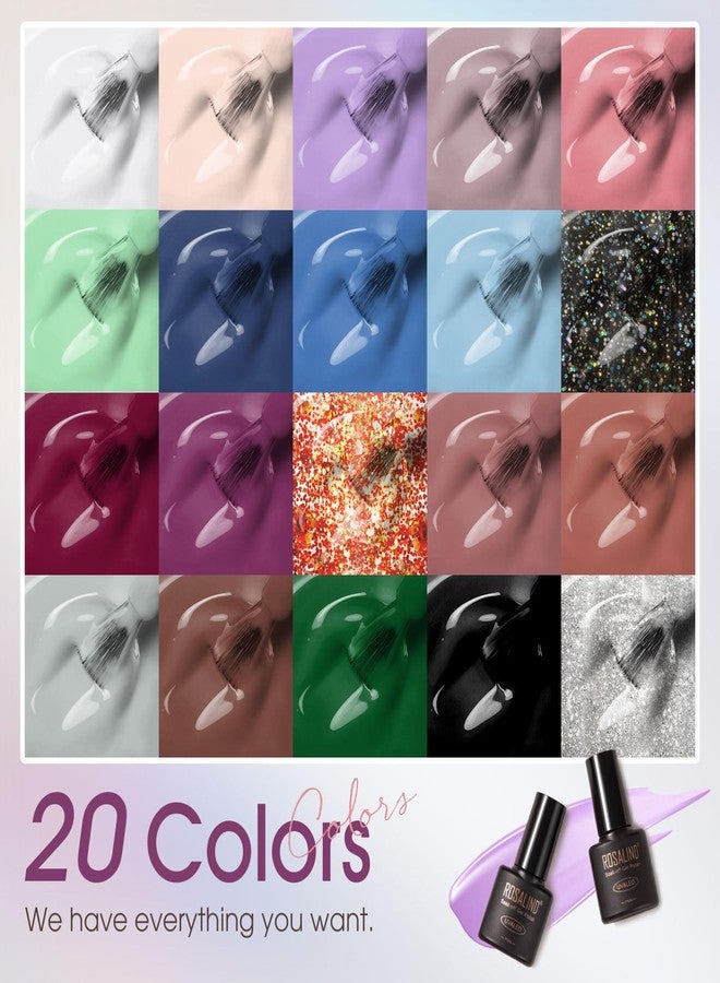 ROSALIND 24pcs Gel Polish Set with 4 Bottles of Base and Glossy Matte Glitter Top Coat Brown Purple Gel Nail Set Suitable for All Seasons - Image 2