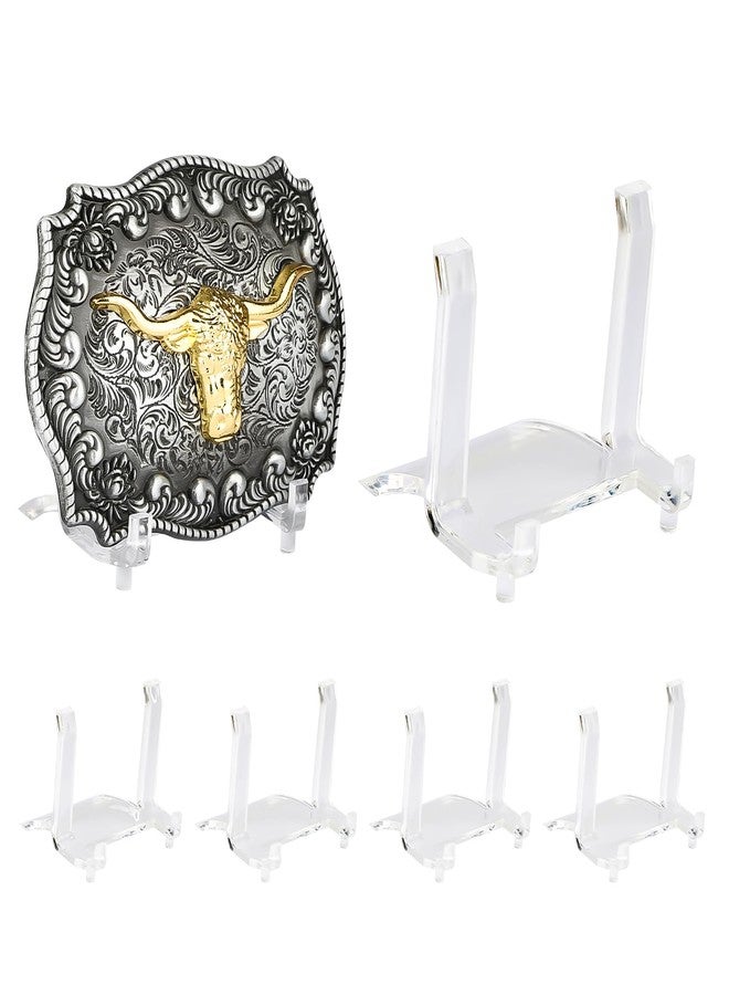 swakuszy 6-Pack Acrylic Belt Buckle Display Stand for Men, Women, Western, Cowboy, Silver - Image 1
