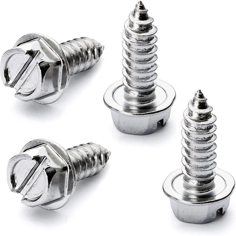 OttoSpeed Chrome License Plate Screw Kit - Set of 4 Stainless Steel Fasteners for License Plates, Frames, and Covers on Domestic Cars, Trucks, Vans, SUVs - Rustproof, Self Tapping Mounting Bolts (Chrome Plated) - Image 1
