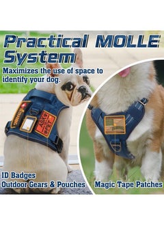 Rabbitgoo Tactical Dog Harness No Pull, Military Dog Vest Harness with Handle & Molle, Easy Control Service Dog Harness for Large Dogs Training Walking, Adjustable Reflective Pet Harness, Blue, L  - Image 3