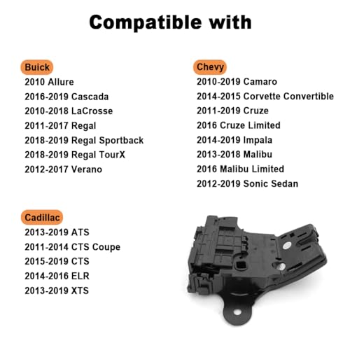 HY-SPEED Trunk Latch Lock Actuator Compatible with 2010-2019 Cruze Impala Malibu Sonic Corvette Camaro Regal LaCrosse Verano Allure ATS CTS ELR XTS 13501988 940-108 - Image 2