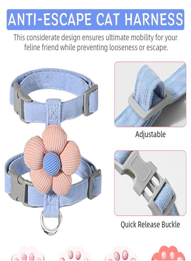 Qpets® Escape-Proof Cat Harness & Leash Set - Adjustable Flower Design with Quick-Release Buckle Secure Walking Vest for Small Cats & Kittens Outdoor Travel & Vet Visits (Size S: Chest 25-41cm) - Image 3