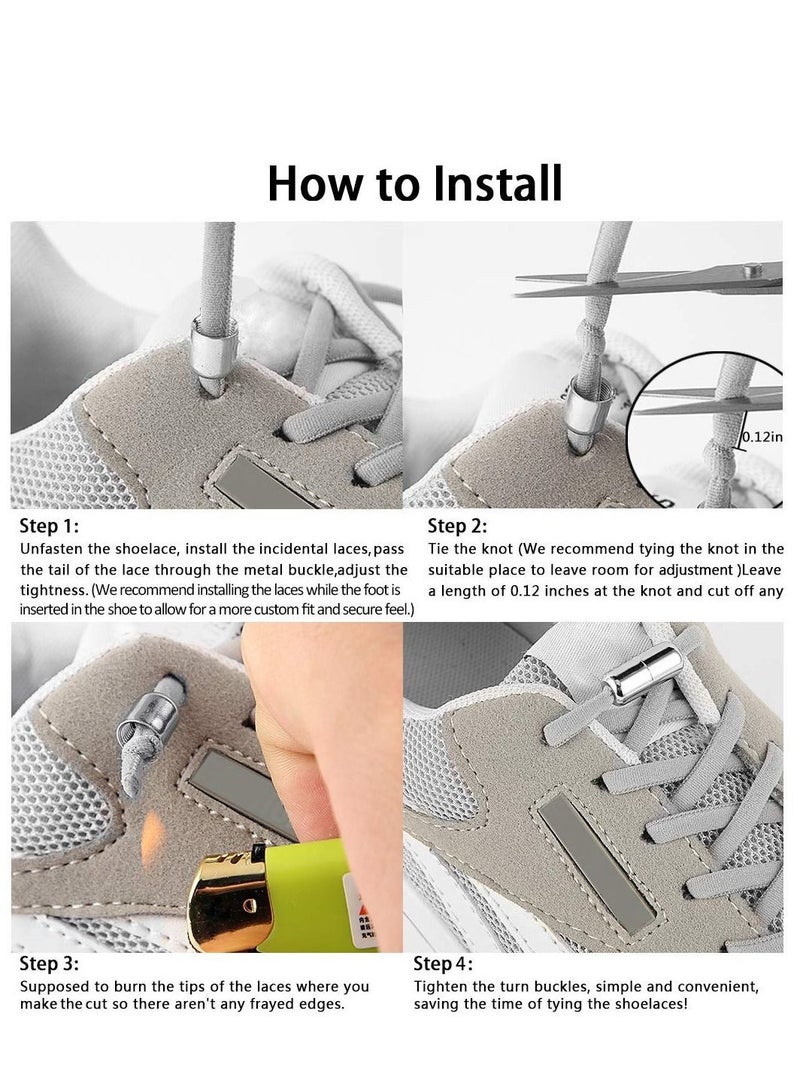 Loquat Elastic No Tie Shoe Laces For Adults, Kids, Elderly, System With 2 Pairs - Image 5