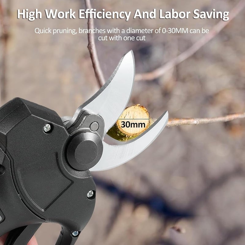 Labymos 21V Portable Handheld Cordless Electric Pruning Shears with Carry Case 2000mAh Lithium Battery & Charger Powered Tree Branch Pruner Garden Clippers 30mm Cutting Diameter - Image 5