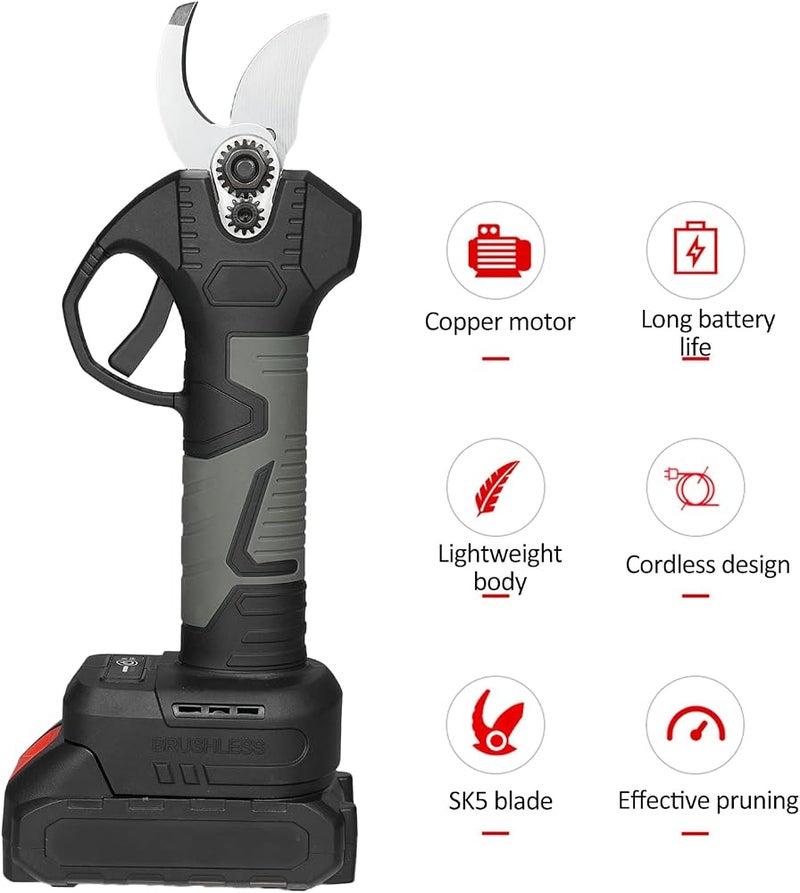 Labymos 21V Portable Handheld Cordless Electric Pruning Shears with Carry Case 2000mAh Lithium Battery & Charger Powered Tree Branch Pruner Garden Clippers 30mm Cutting Diameter - Image 3