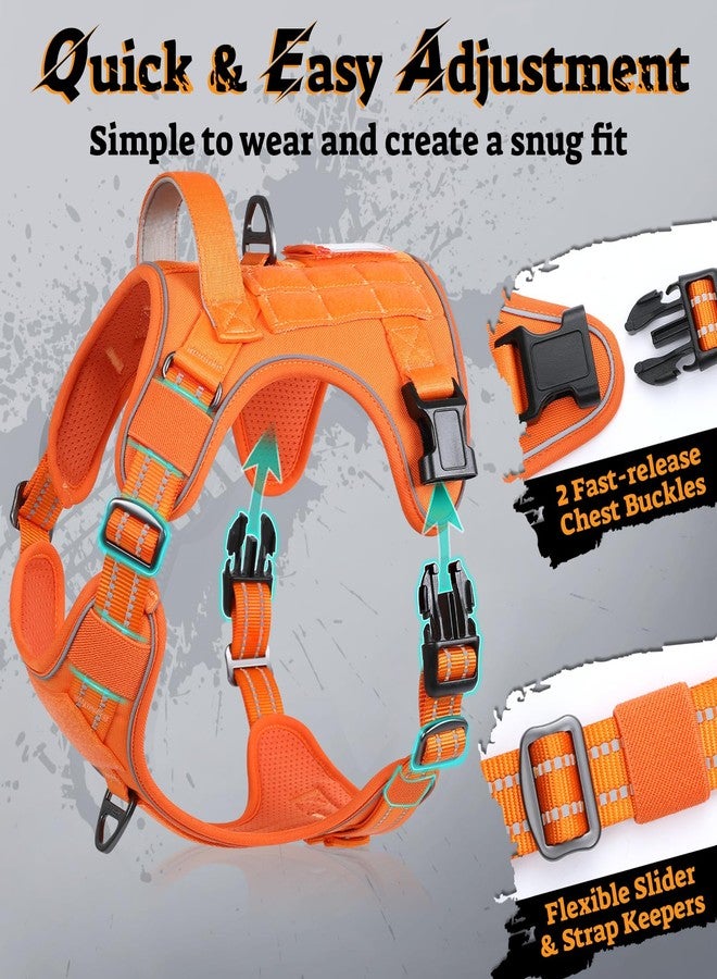 rabbitgoo Tactical Dog Harness Medium Sized, No Pull Service Pet Vest with Molle and Easy Control Handle, Adjustable and Reflective Military Harness for Walking and Training, Orange, M - Image 4