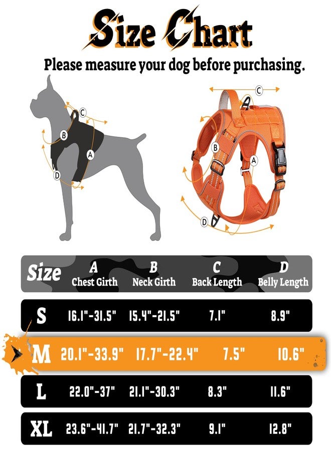 rabbitgoo Tactical Dog Harness Medium Sized, No Pull Service Pet Vest with Molle and Easy Control Handle, Adjustable and Reflective Military Harness for Walking and Training, Orange, M - Image 3
