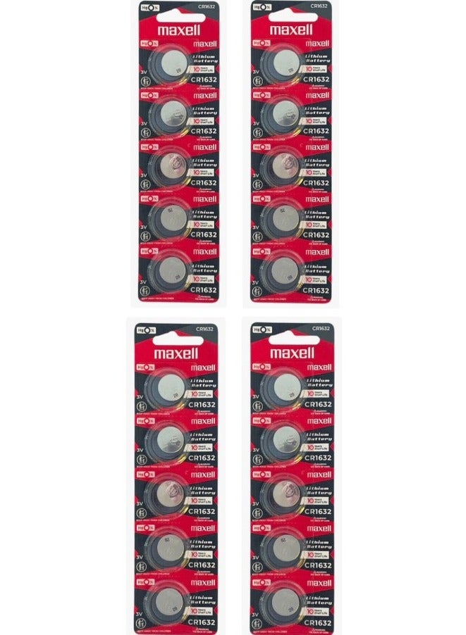 ماكسل 20 قطعة ماكسيل CR1632 بطاريات ليثيوم 3 فولت يابانية