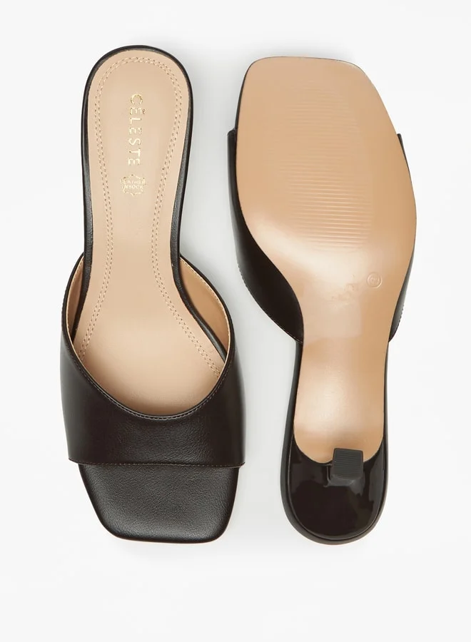 Celeste Women's Solid Slip-On Sandals with Kitten Heels