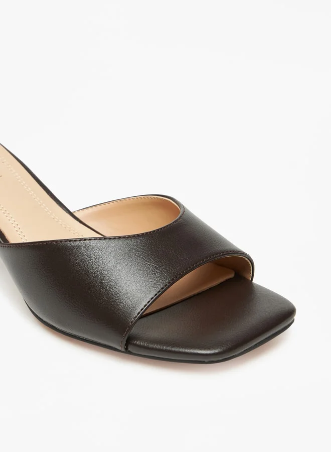Celeste Women's Solid Slip-On Sandals with Kitten Heels