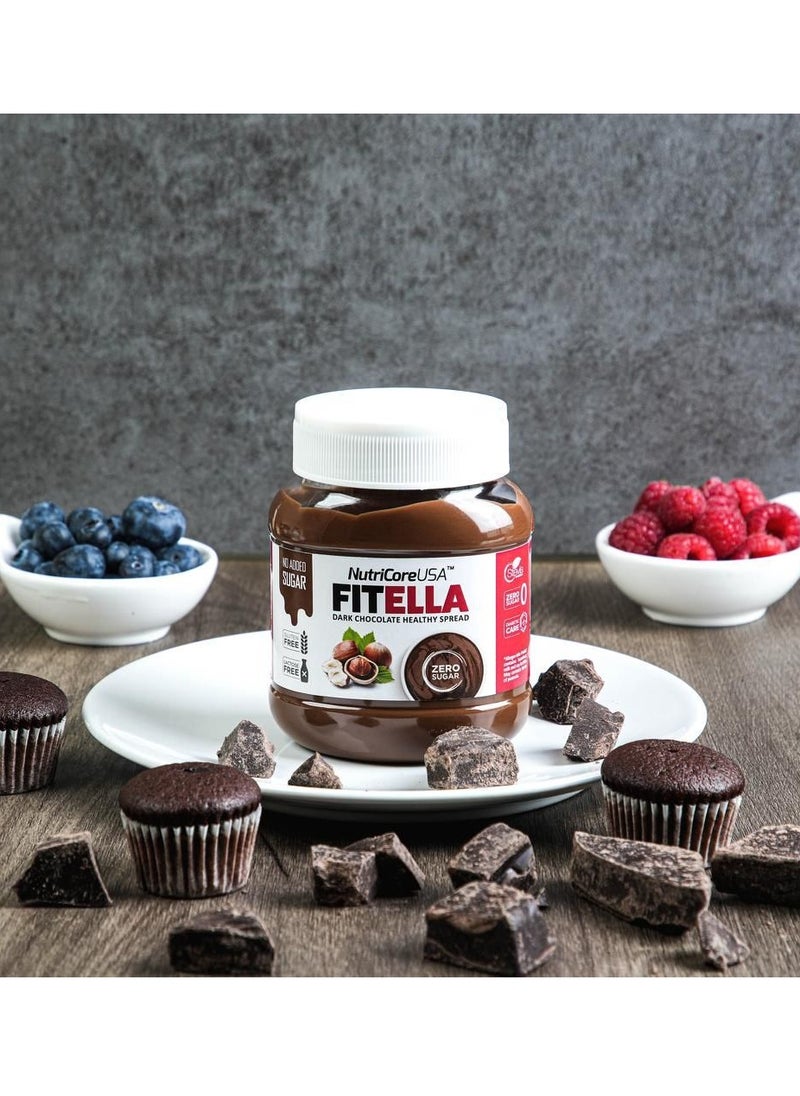 NutriCoreUSA - Fitella Protein, Sugar Free Chocolate Spread - Dark Chocolate - (350g) - Image 1