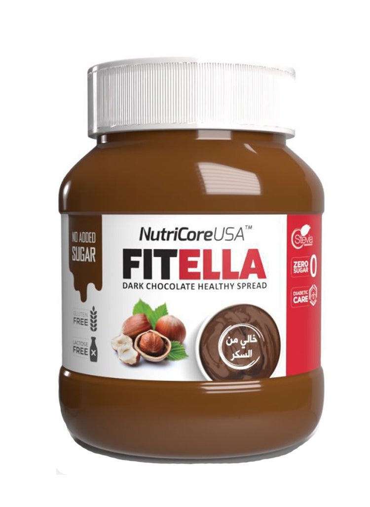 NutriCoreUSA - Fitella Protein, Sugar Free Chocolate Spread - Dark Chocolate - (350g) - Image 1