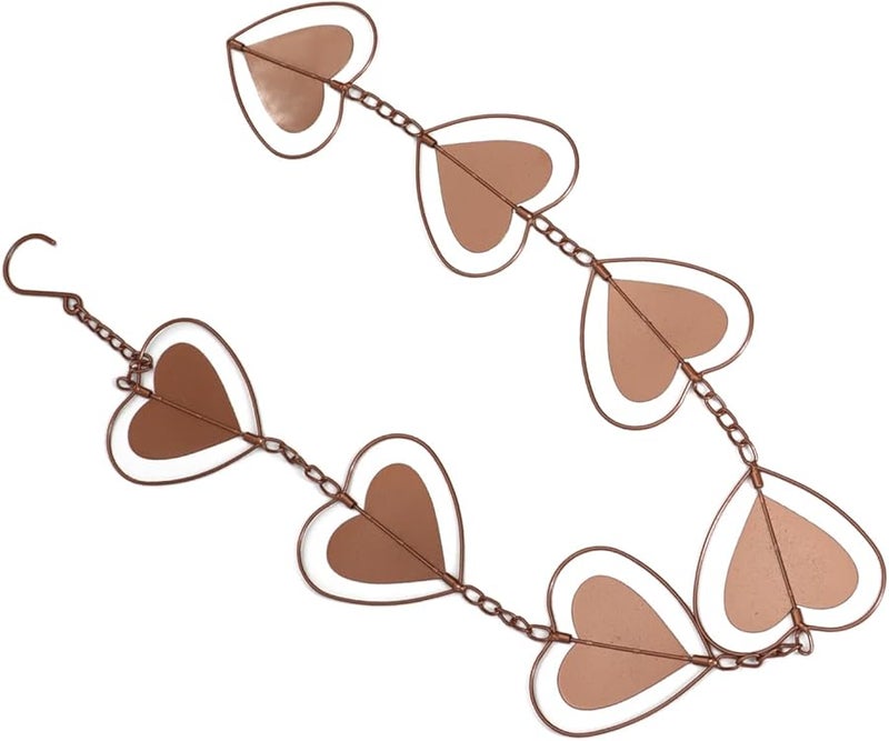 سلسلة مطر على شكل قلب حديدي مع ناقوس رياح لتزيين الحديقة والشرفة والفسحة الخارجية، 12 قطعة بسعة 4 أونصة - Image 3