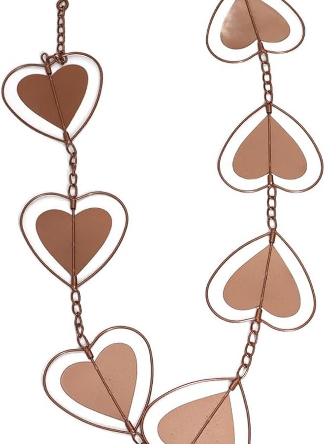 سلسلة مطر على شكل قلب حديدي مع ناقوس رياح لتزيين الحديقة والشرفة والفسحة الخارجية، 12 قطعة بسعة 4 أونصة - Image 1