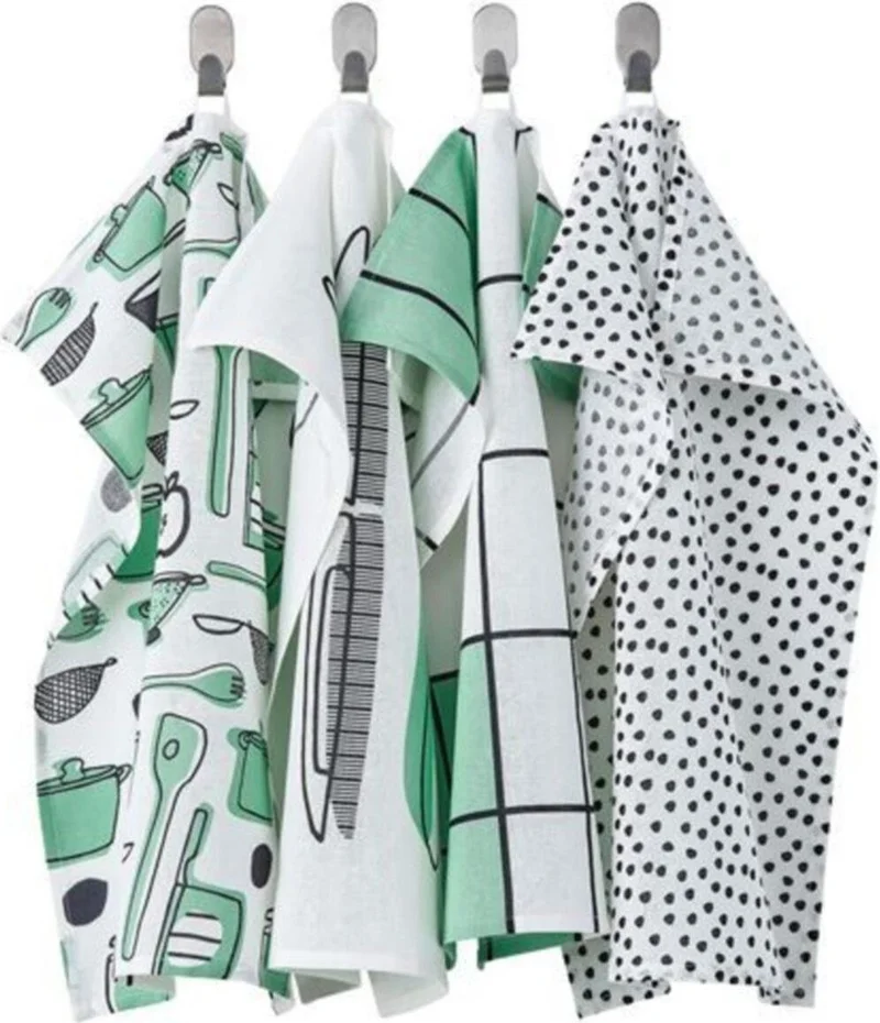 Ikea Drying Towel Meridyendukkan White-Green Cotton 45X60 cm