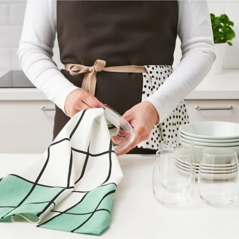 Ikea Drying Towel Meridyendukkan White-Green Cotton 45X60 cm