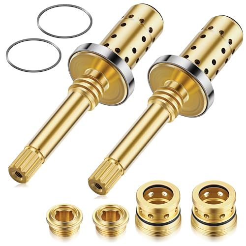 Dreyoo 2 Set Valve Rebuild Kit Replacement Compatible with Symmons Temptrol Valve, TA-10 Spindle Assembly, TA-4 Hot and Cold Seats, T-11 Washer, Fix Tub/Shower Valve Leak, Solid Brass - Image 1
